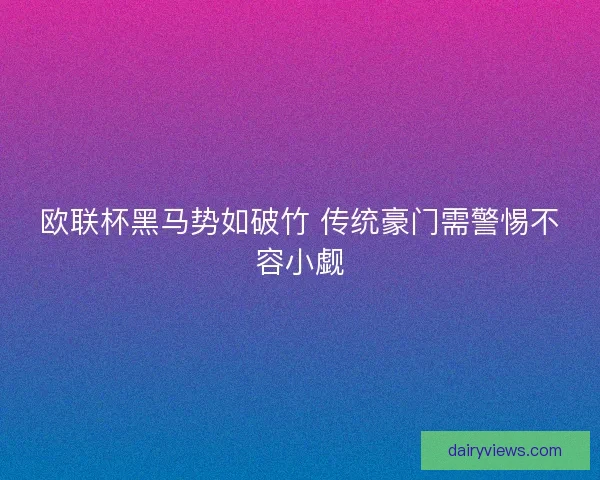 欧联杯黑马势如破竹 传统豪门需警惕不容小觑
