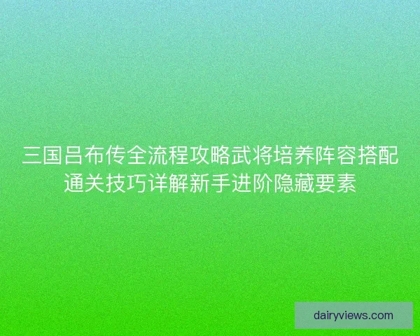 三国吕布传全流程攻略武将培养阵容搭配通关技巧详解新手进阶隐藏要素